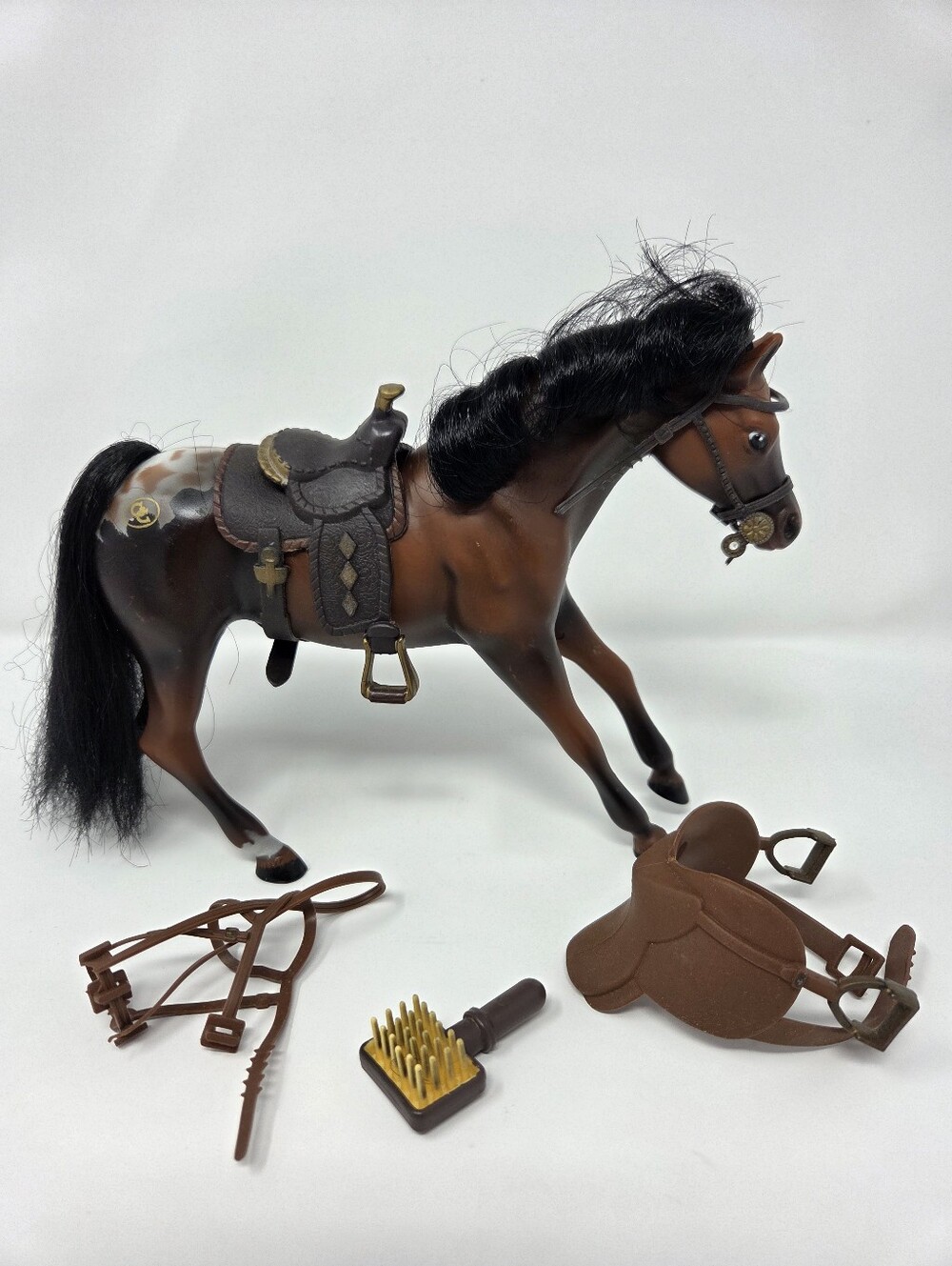 Vintage Grand Champions Appaloosa Brown Horse with Western and English Tack